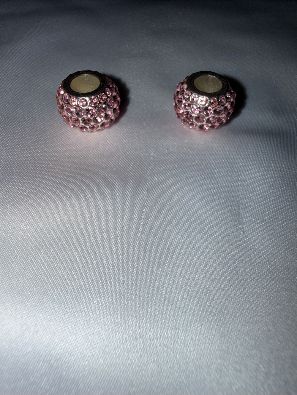 2 Pink Crystal Pave Charm Bead - Women Jewelry